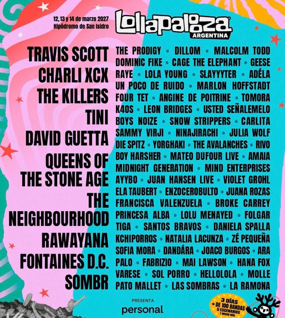 Lollapalooza Argentina 2027: ya está el&nbsp;line-up